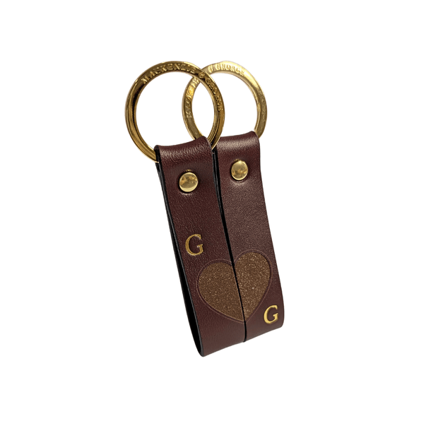 Mackenzie & George British-made-leather-goods Couples Keyrings tan oak brown chocolate mahogany